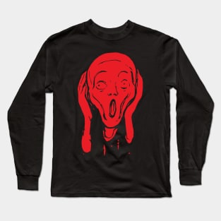 The Scream Edvard Munch The Scream Hearers Head Minimal Red Long Sleeve T-Shirt